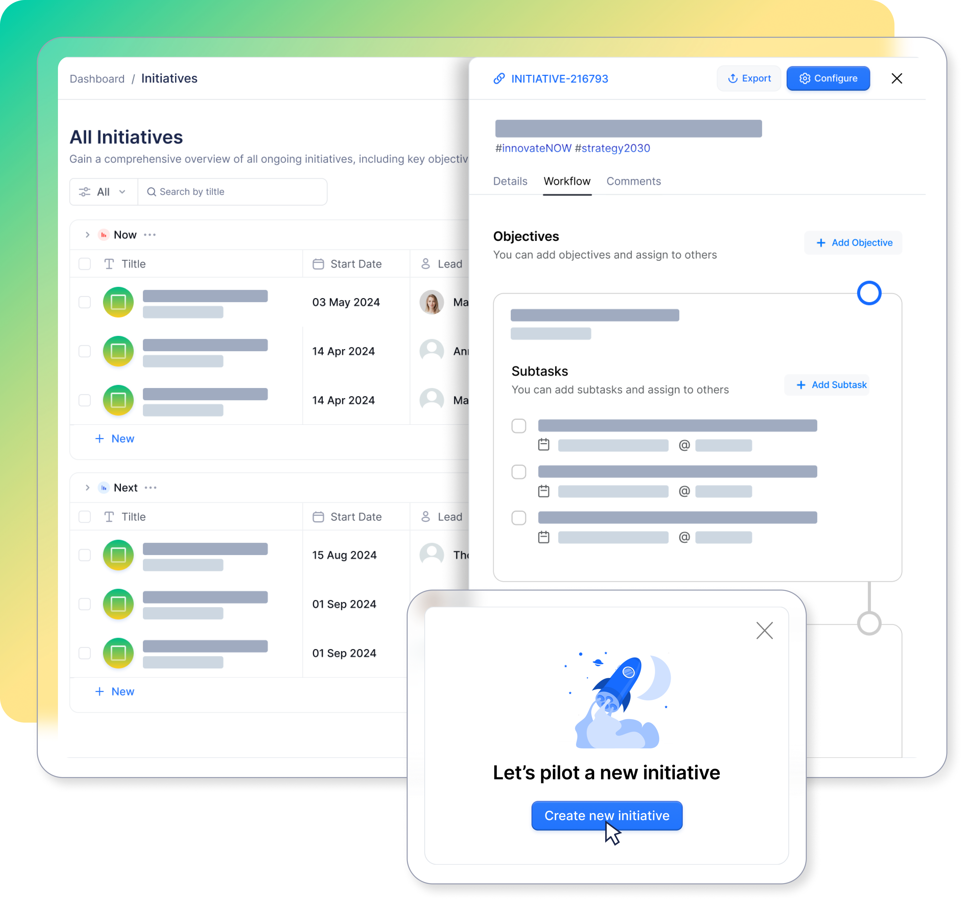 initiatives management dashboard